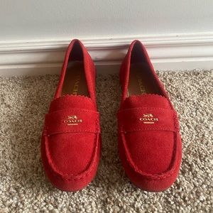 Coach Women's Red Odette Casual Loafers NEW